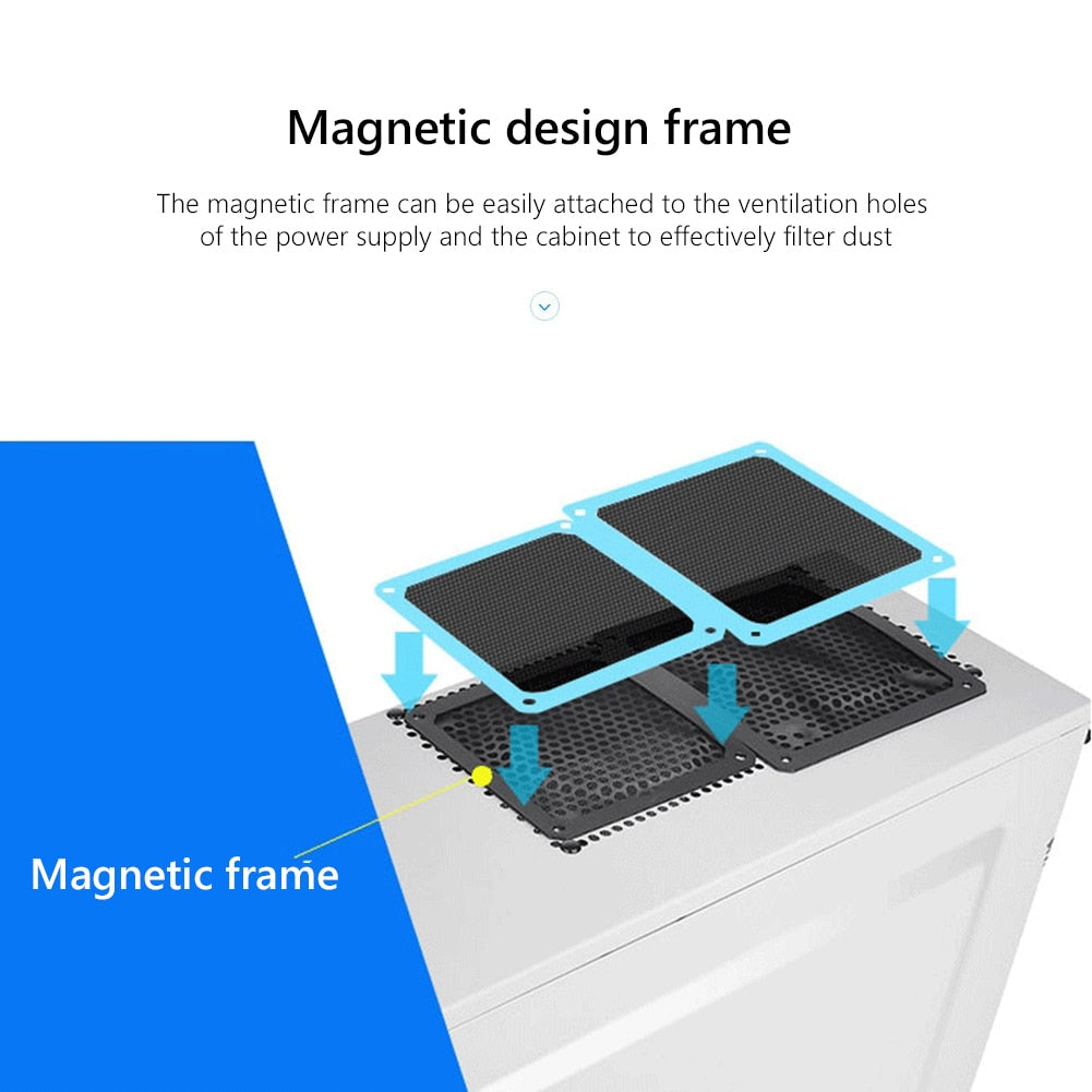 12*12CM/14*14CM PC Chassis Cooling Dust Filter Magnetic PVC Net Guard Fan Cover Dust Filter Antidust Net 8*8/9*9CM for Computer