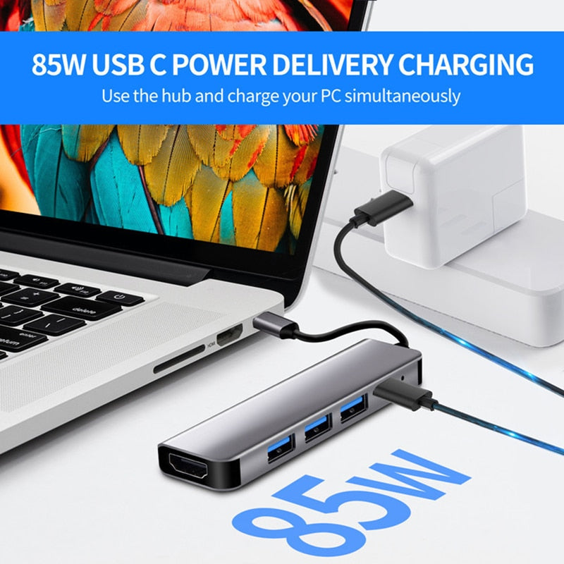 Rankman USB C Hub to 4K HDTV USB 3.0 2.0 Type C Charging Power Dock for MacBook Samsung S20 Dex Xiaomi 10 PS5 iPad TV Switch