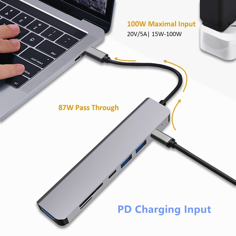 Rankman USB C Hub to 4K HDTV USB 3.0 2.0 Type C Charging Power Dock for MacBook Samsung S20 Dex Xiaomi 10 PS5 iPad TV Switch