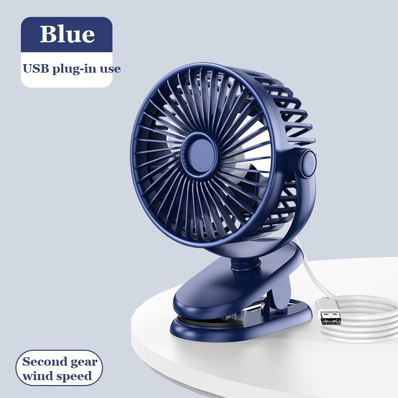USB Plug-in Use Mini Clipped Fan 360° Rotation 2-speed Wind Desktop Ventilator Silent Air Conditioner for Bedroom Office