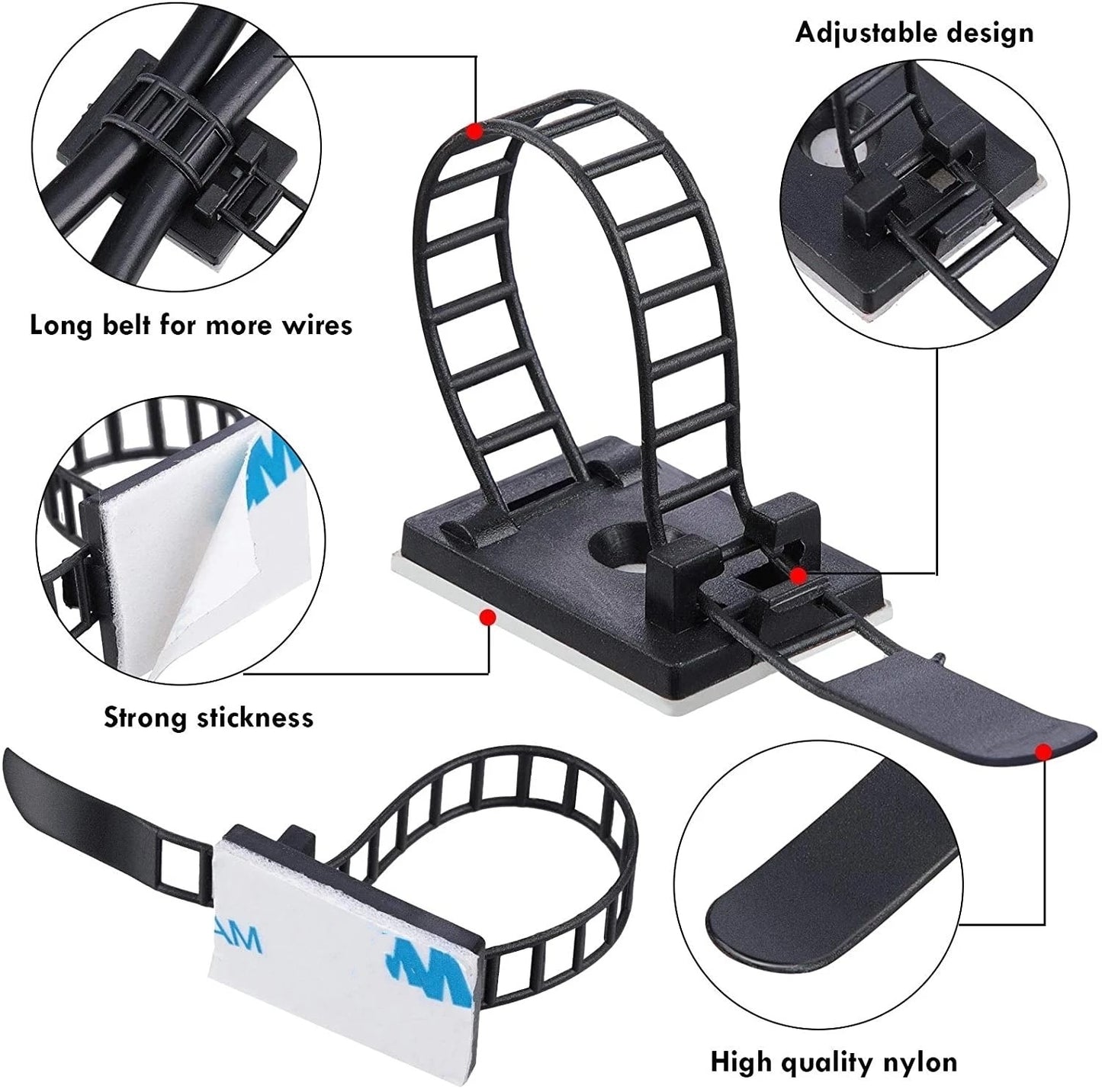 Adjustable Cable Organizer Wire Winder Clip Earphone Holder Self Adhesive Mouse Keyboard Cord Management USB Charger Protector