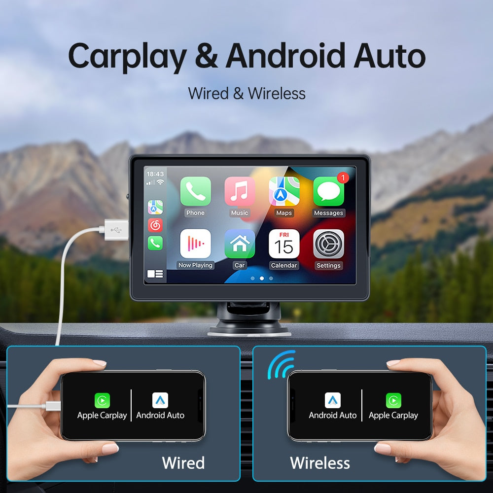 Universal 7-Inch Car Radio Video Player Wireless For Apple and Android Screen