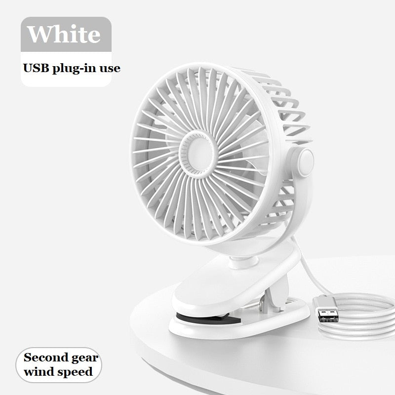 USB Plug-in Use Mini Clipped Fan 360° Rotation 2-speed Wind Desktop Ventilator Silent Air Conditioner for Bedroom Office